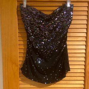 Sequin Black Top Large NWOT